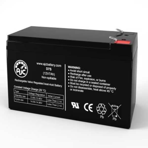 AJC GE Security Caddx/NetworX NX-8 Alarm Replacement Battery 7Ah, 12V, F2, Battery Clerk, Mfr#: AJC-D7S-F2-J-0-182440